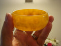 Vintage 1" Bakelite Bracelet! Semi Translucent Lemon Drop Yellow w/ Cream Marbling!