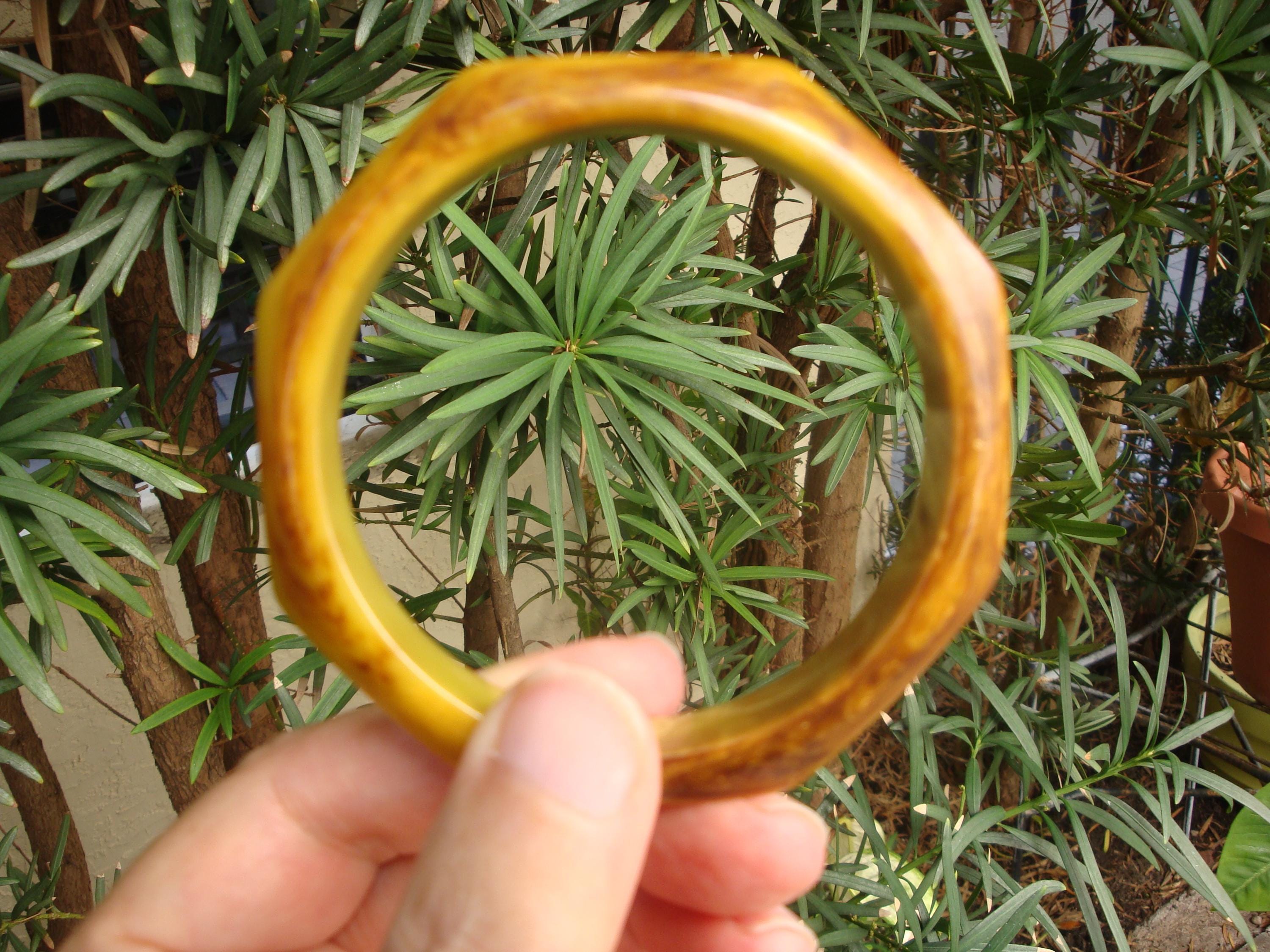 Vintage 1/2" Butterscotch/Brown/Green Octagon Bakelite Bracelet; Beveled Edges!