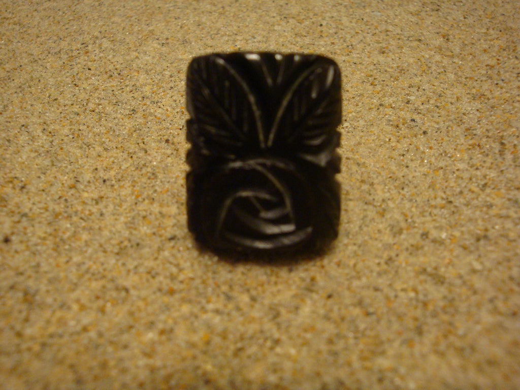 Vintage Jet Black Bakelite Ring! Flower & Leaf Carvings; Size 4!