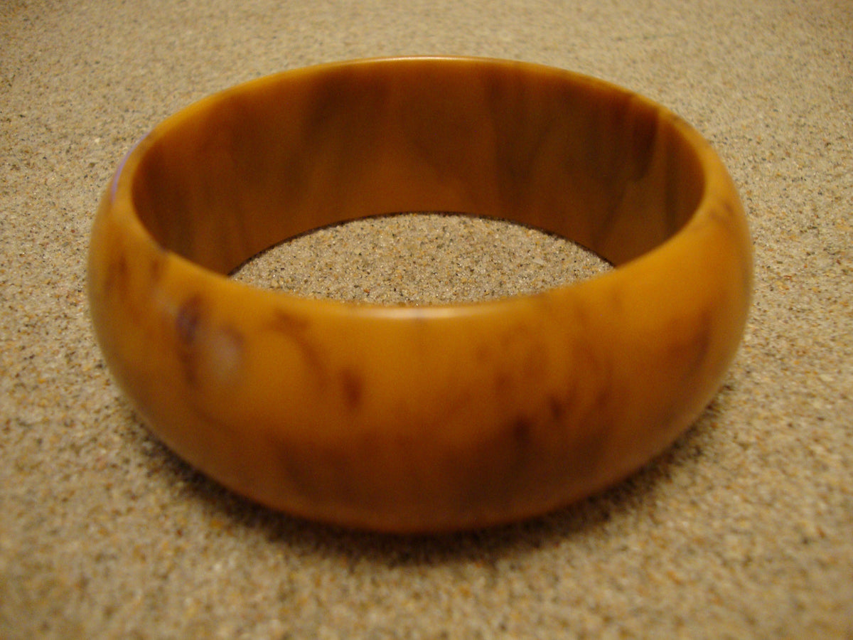 Vintage Marbled Bakelite Bracelet: Brown, Butterscotch, Green