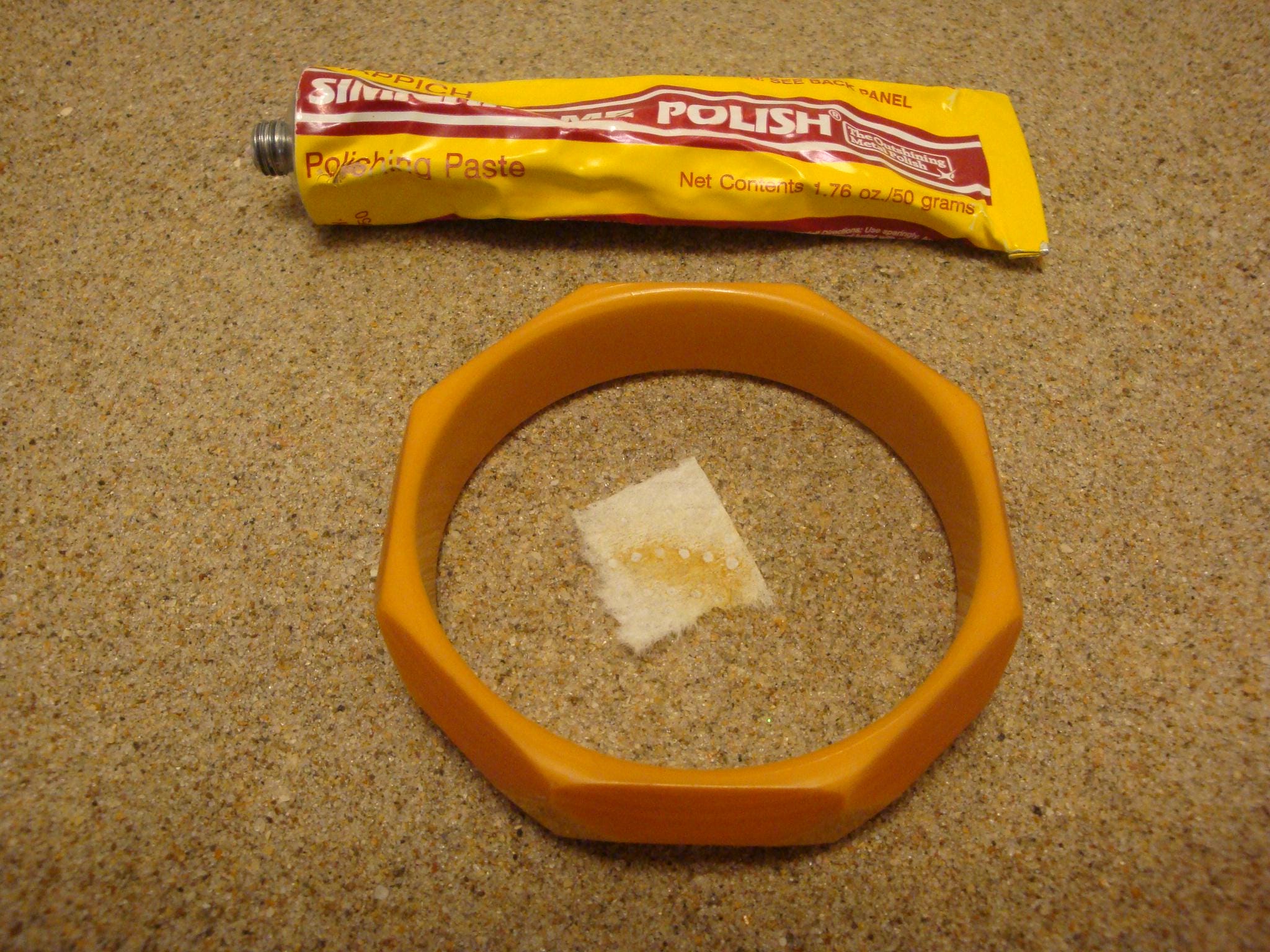 Vintage 5/8" Goldenrod Bakelite Bracelet! Cut Back Diamond Faceted Design!