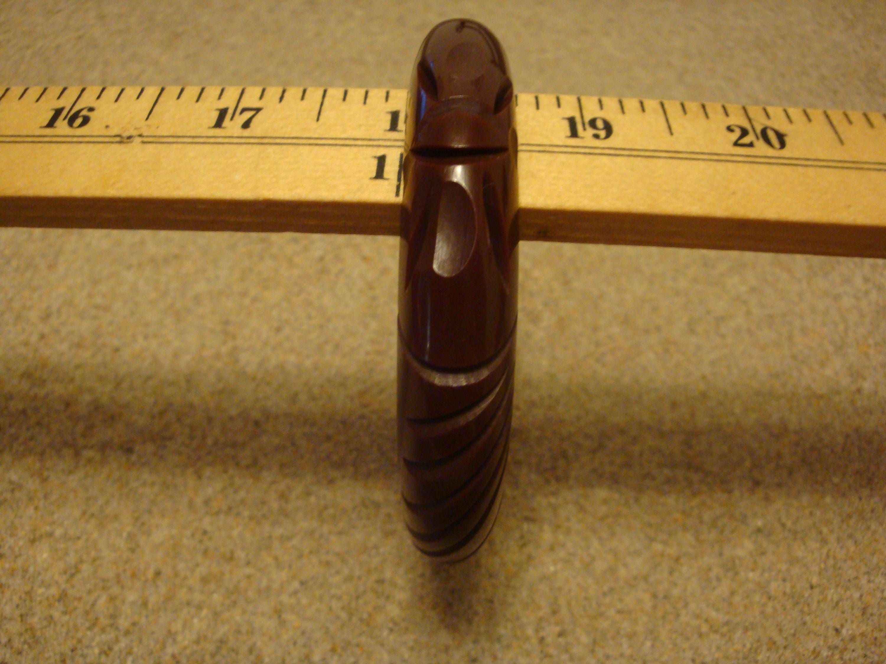 Vintage Brown Bakelite Bangle Bracelet, Carved Dragonfly Design