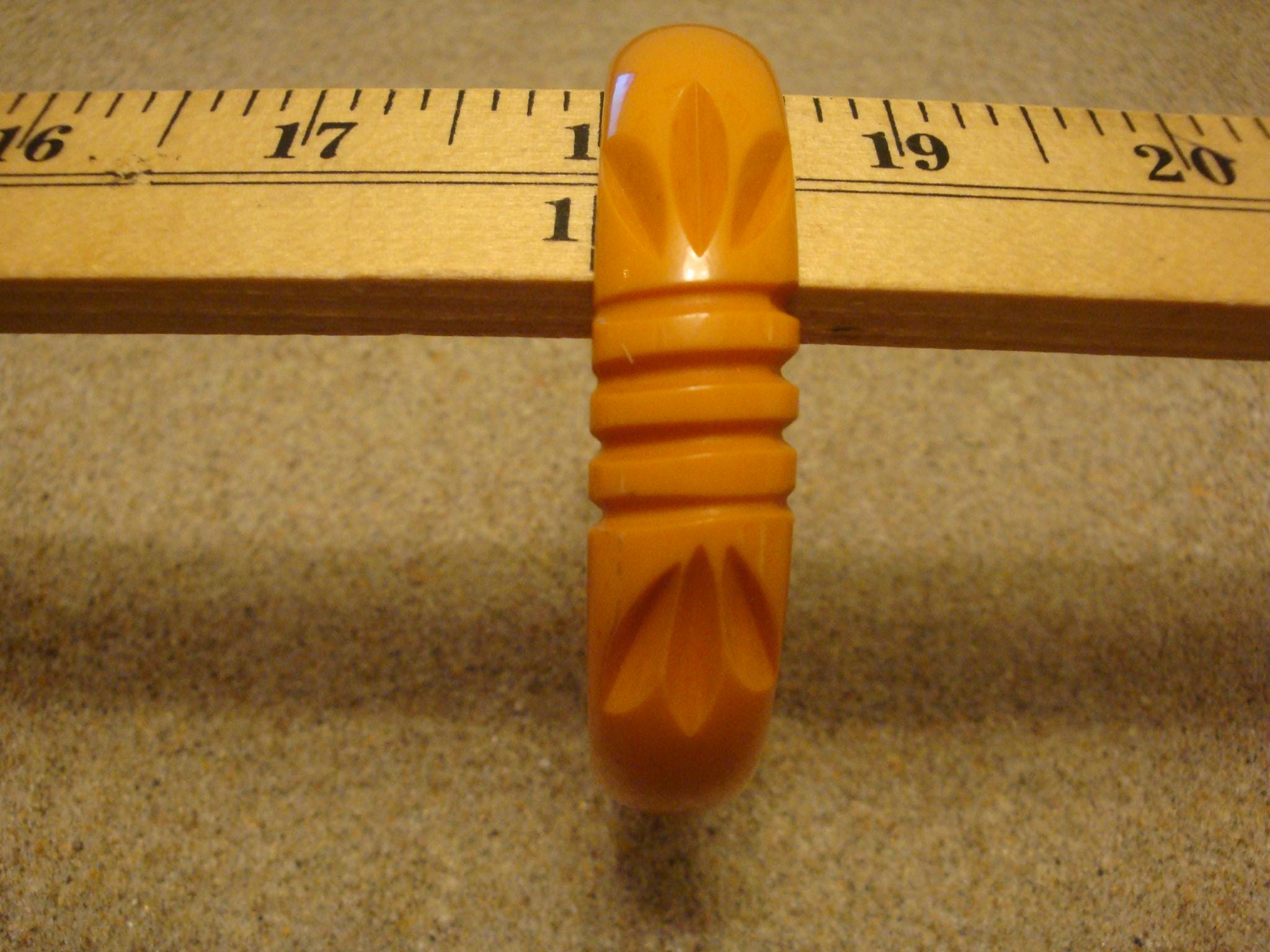 Vintage Goldenrod Bakelite Bracelet: Wheat Sheaf Carvings