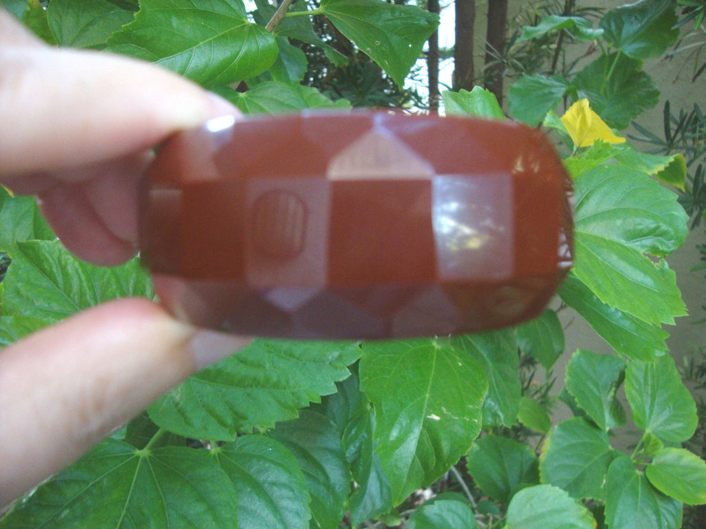 Vintage 1.25" Chocolate Brown Bakelite Bracelet!; Square/Pentagon Shaped Facets!