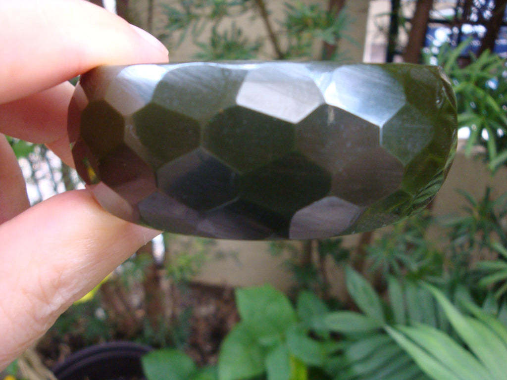 Vintage Green Bakelite Bracelet: Faceted Design, 1-inch