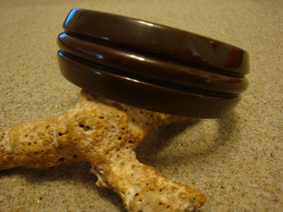 Vintage 1" Chocolate Brown Bakelite Bracelet! Grooved Sleek Art Deco Design!