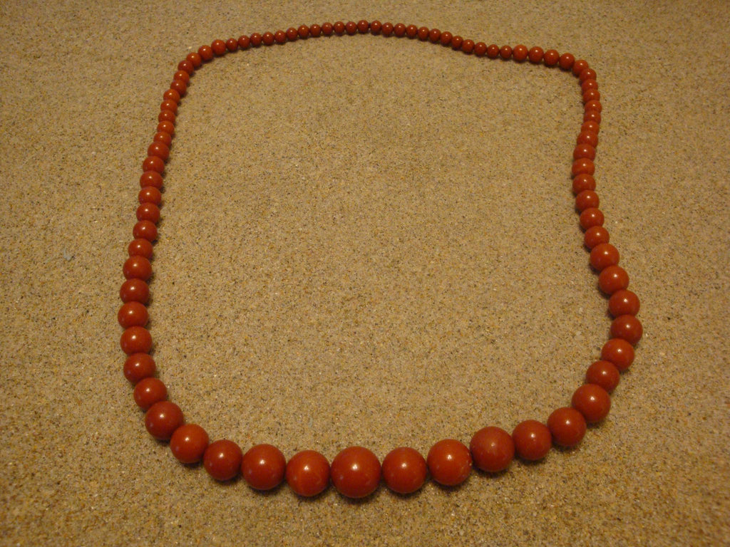 Vintage 31" Bakelite Necklace! Graduated Dark Burnt Orange Round Beads!