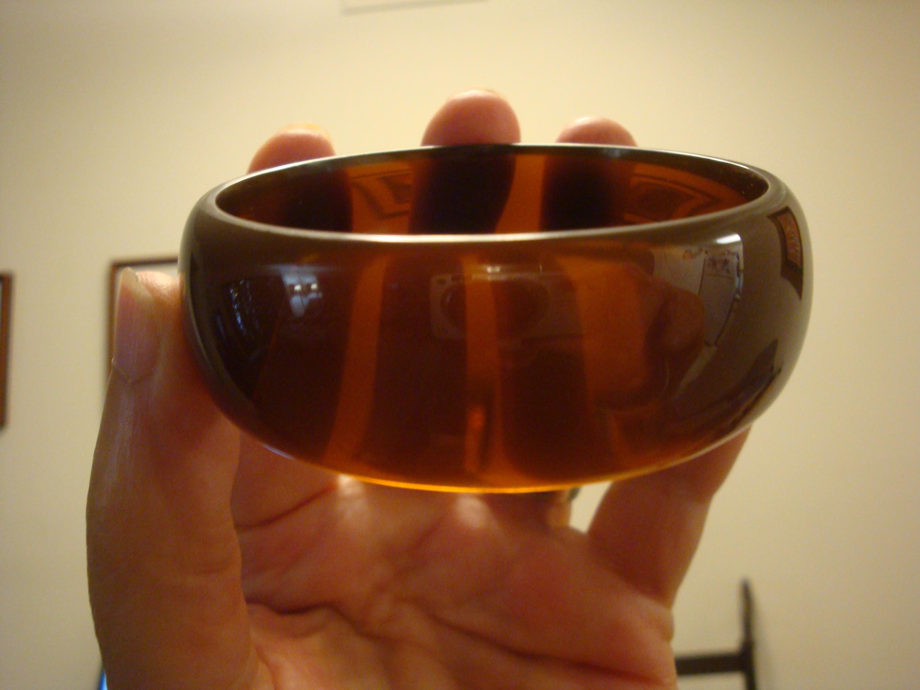 Restored Translucent Copper Bakelite Bangle Bracelet - 7/8 inch!