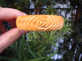 Vintage 3/4" Pale Yellow Bakelite Bracelet! Two Large Rose Petal Inspired Carvings!
