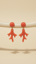 Coral Accent Bakelite Drop Earrings