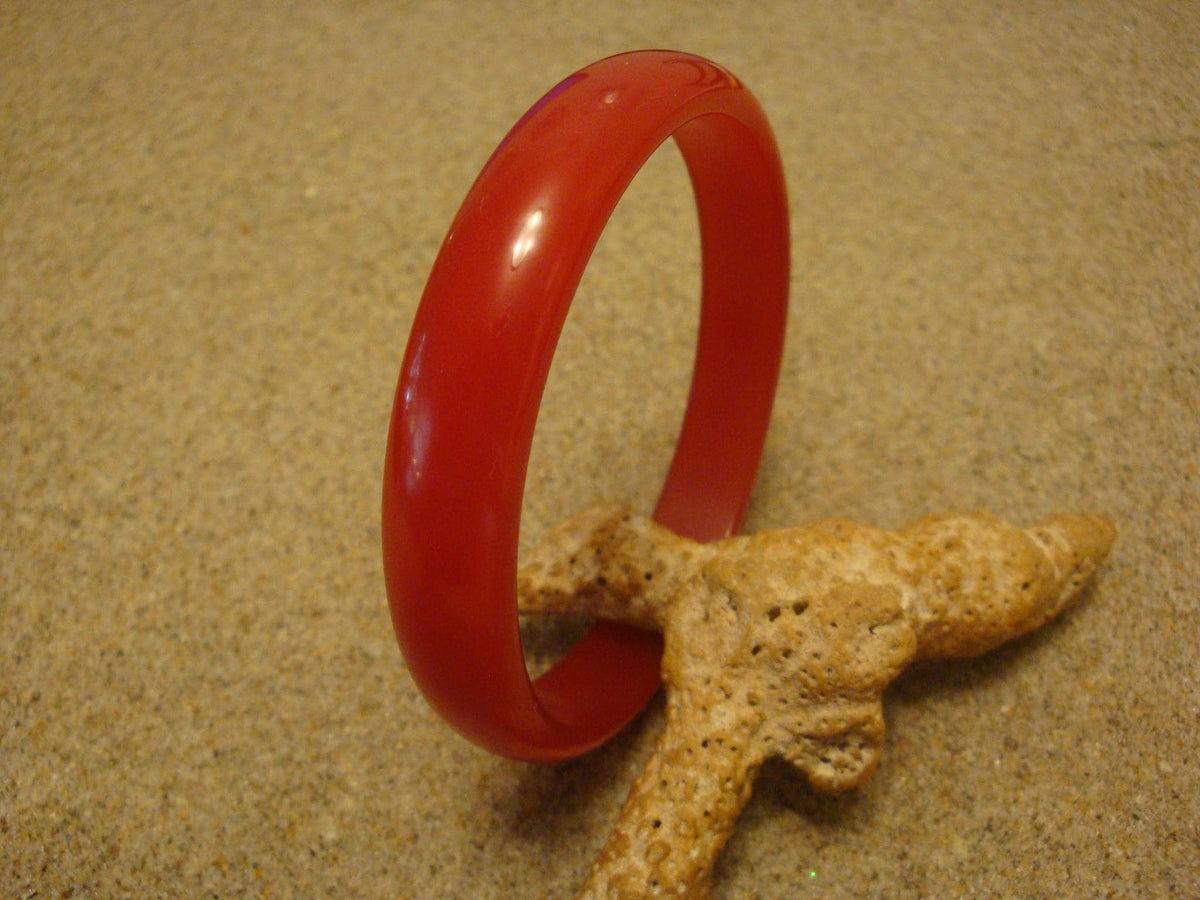 Vintage 1/2" Restored Bakelite Bracelet! Semi Translucent Tomato Red Color!