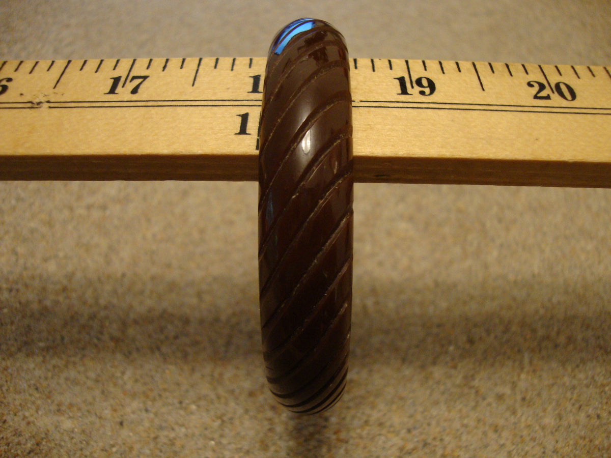 Vintage Chocolate Brown Bakelite Bracelet: Diagonal Carved Bangle