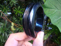 Art Deco Era True Black Bakelite Clamper Bracelet! Sleek Grooved Carved Design!