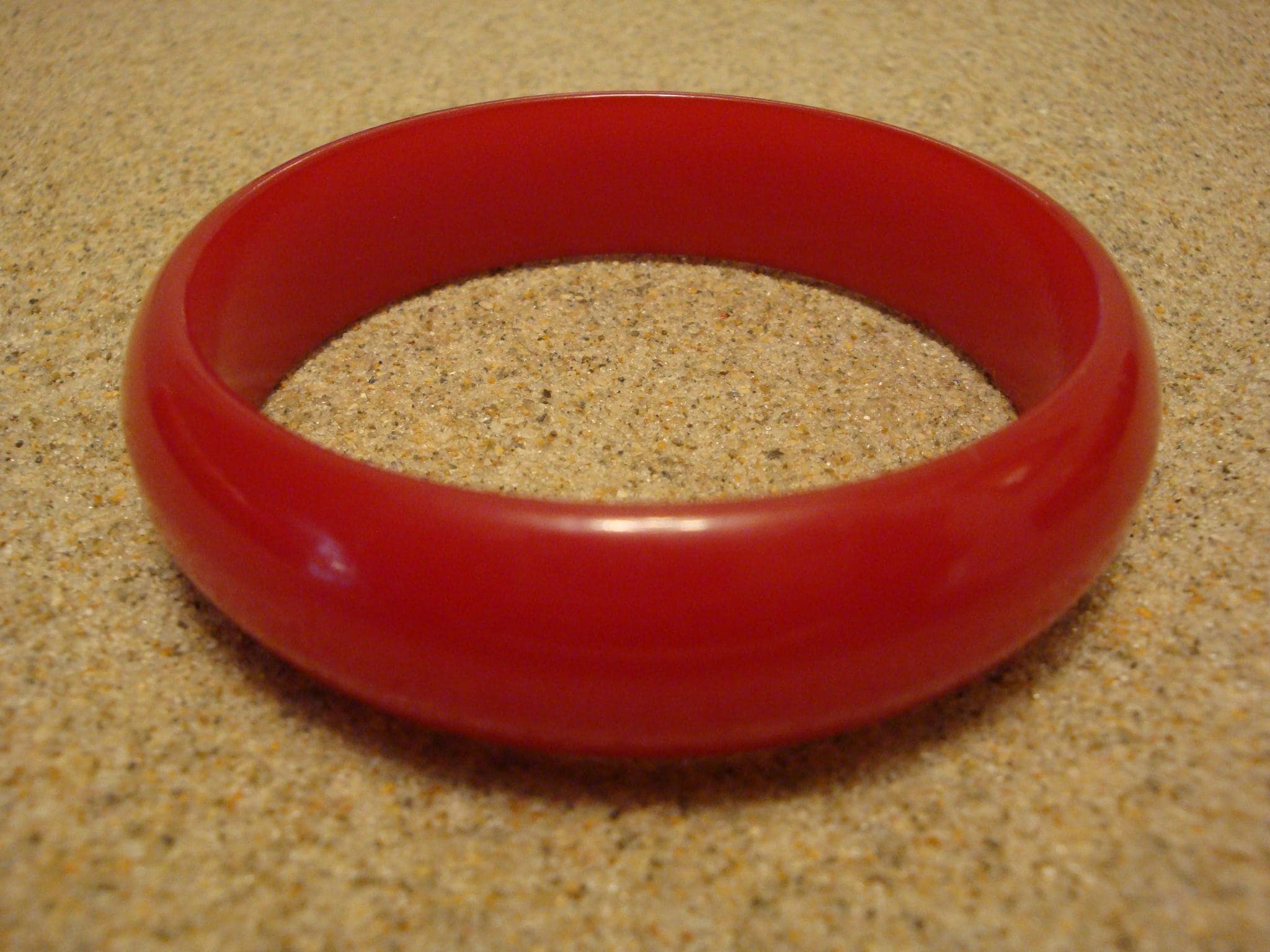 Vintage Cherry Red Bakelite Bracelet: Dome Shaped Bangle