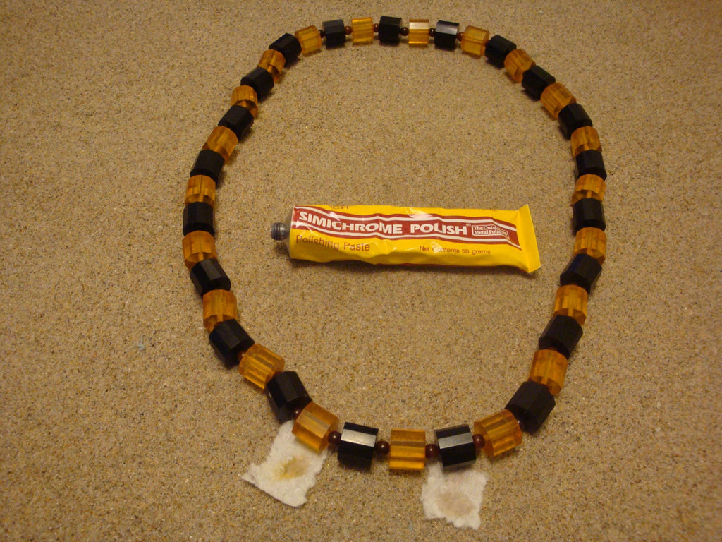 Vintage 30" Bakelite Applejuice/Black 1/2" Faceted Barrel Bead Necklace! 127g!!