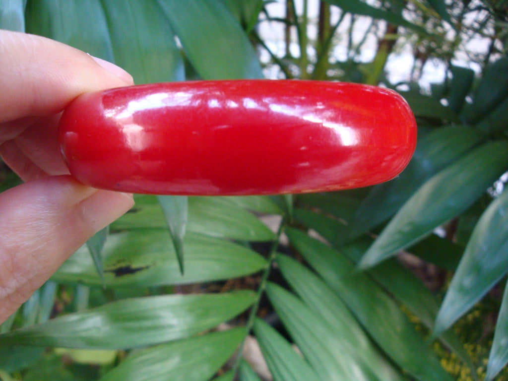 Vintage Cherry Red Bakelite Bracelet: Dome Shaped Bangle