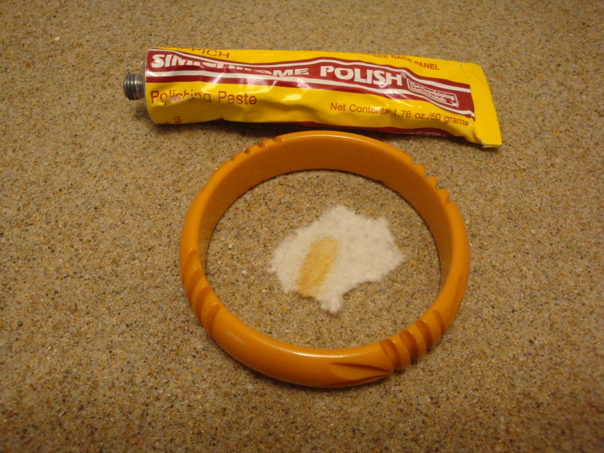 Vintage Goldenrod Bakelite Bracelet: Wheat Sheaf Carvings