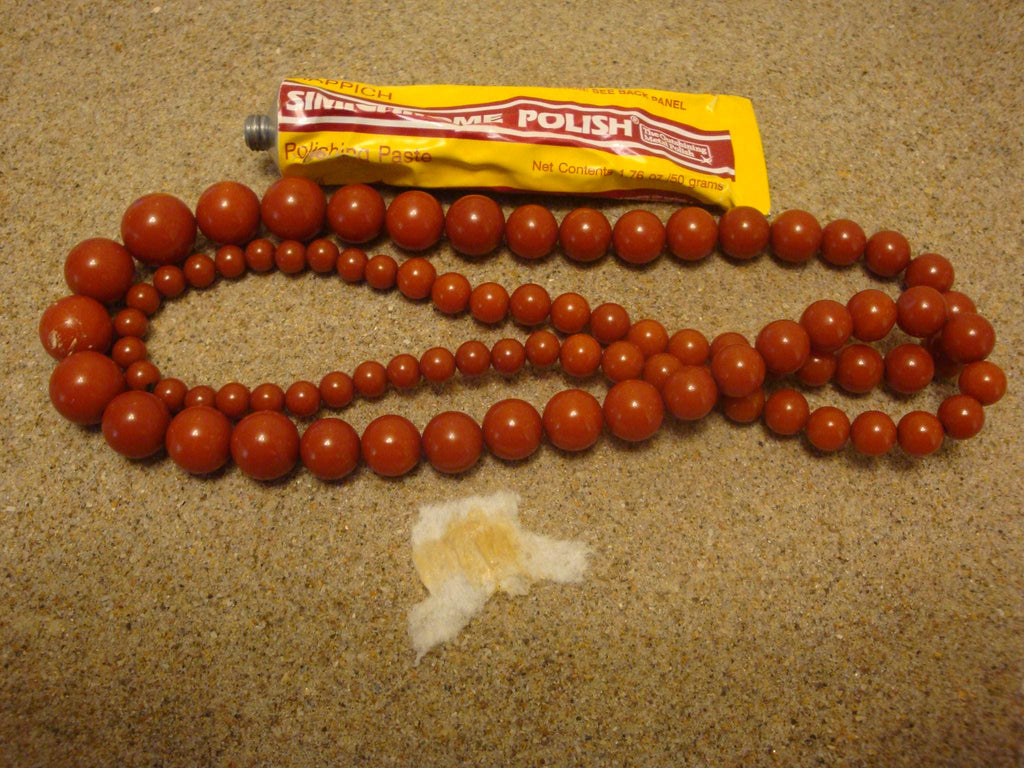 Vintage 31" Bakelite Necklace! Graduated Dark Burnt Orange Round Beads!