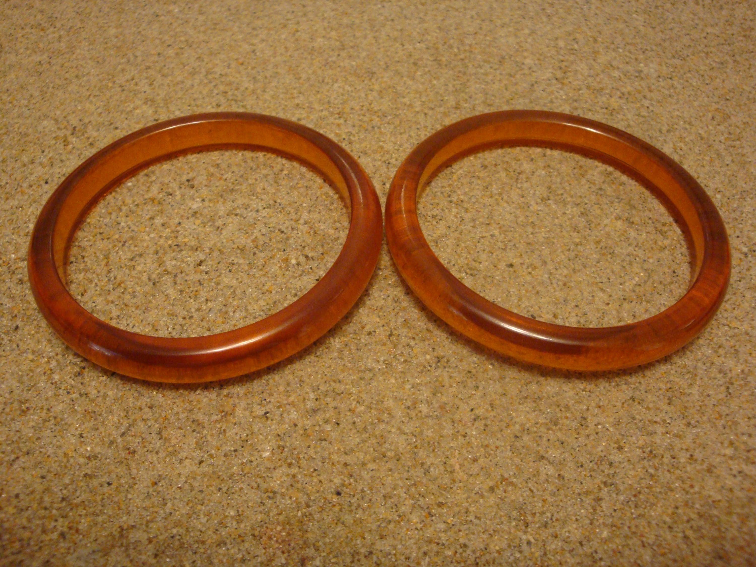 Vintage Prystal Bakelite Bracelets, Clear Copper Color, Pair
