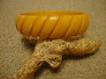 Vintage Goldenrod Bakelite Bracelet: Carved Diagonal Slashes