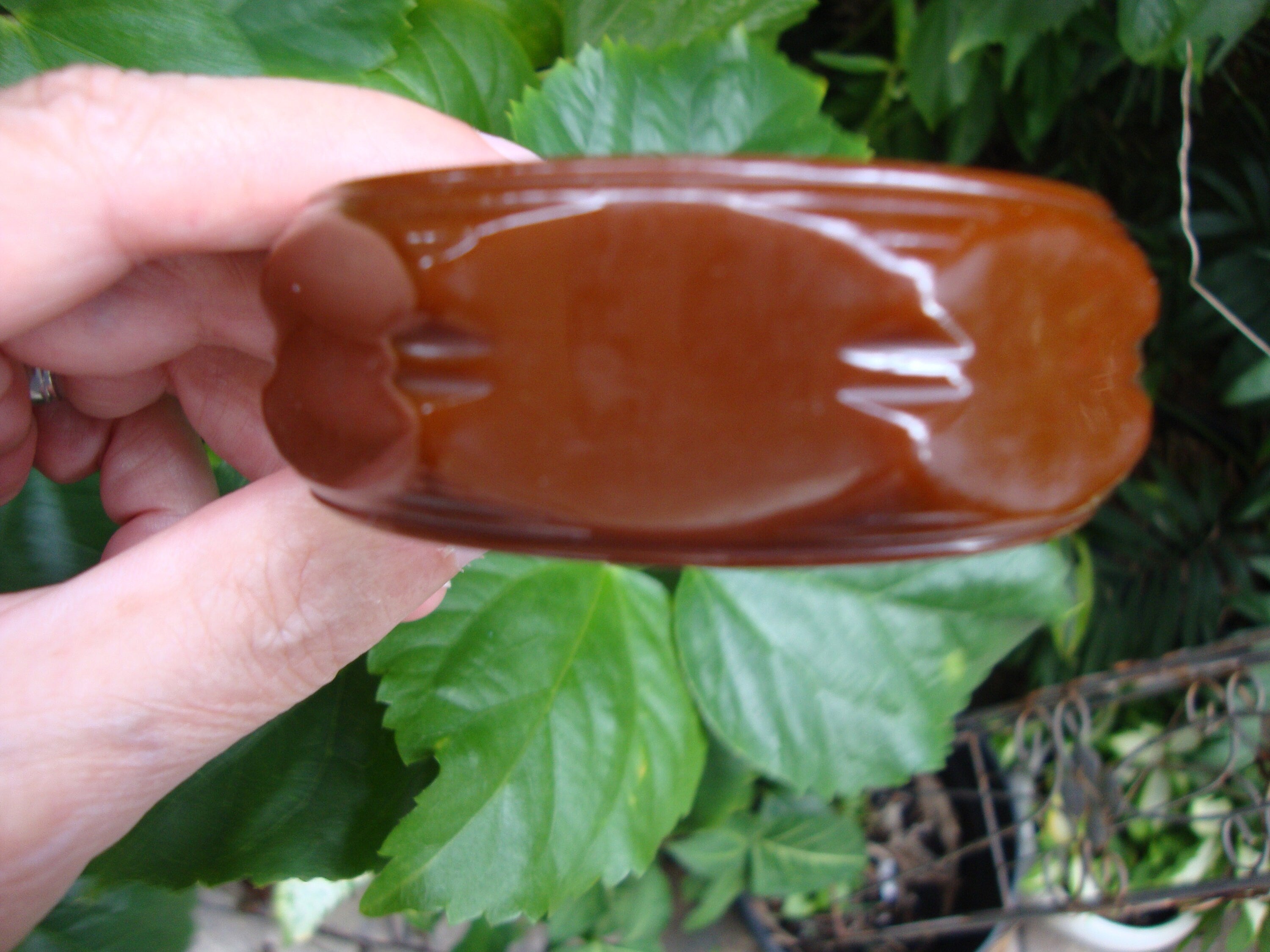 Vintage 1" Chocolate Brown Bakelite Bracelet! Unique Large Oval Linked Facets!