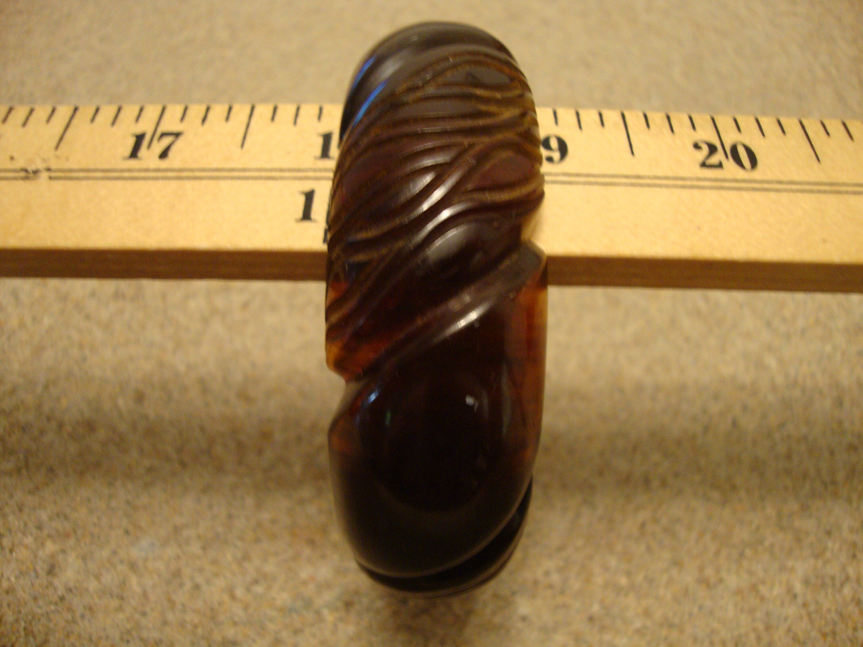 Vintage 1" Marbled Copper/Rust Bakelite Bracelet! Diagonal & Contoured Carvings!
