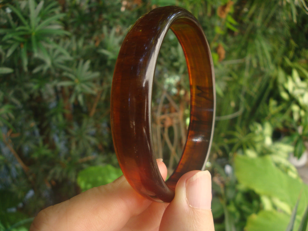 Vintage 1/2" Bakelite Bracelet, Translucent Amber with Rust Marbling