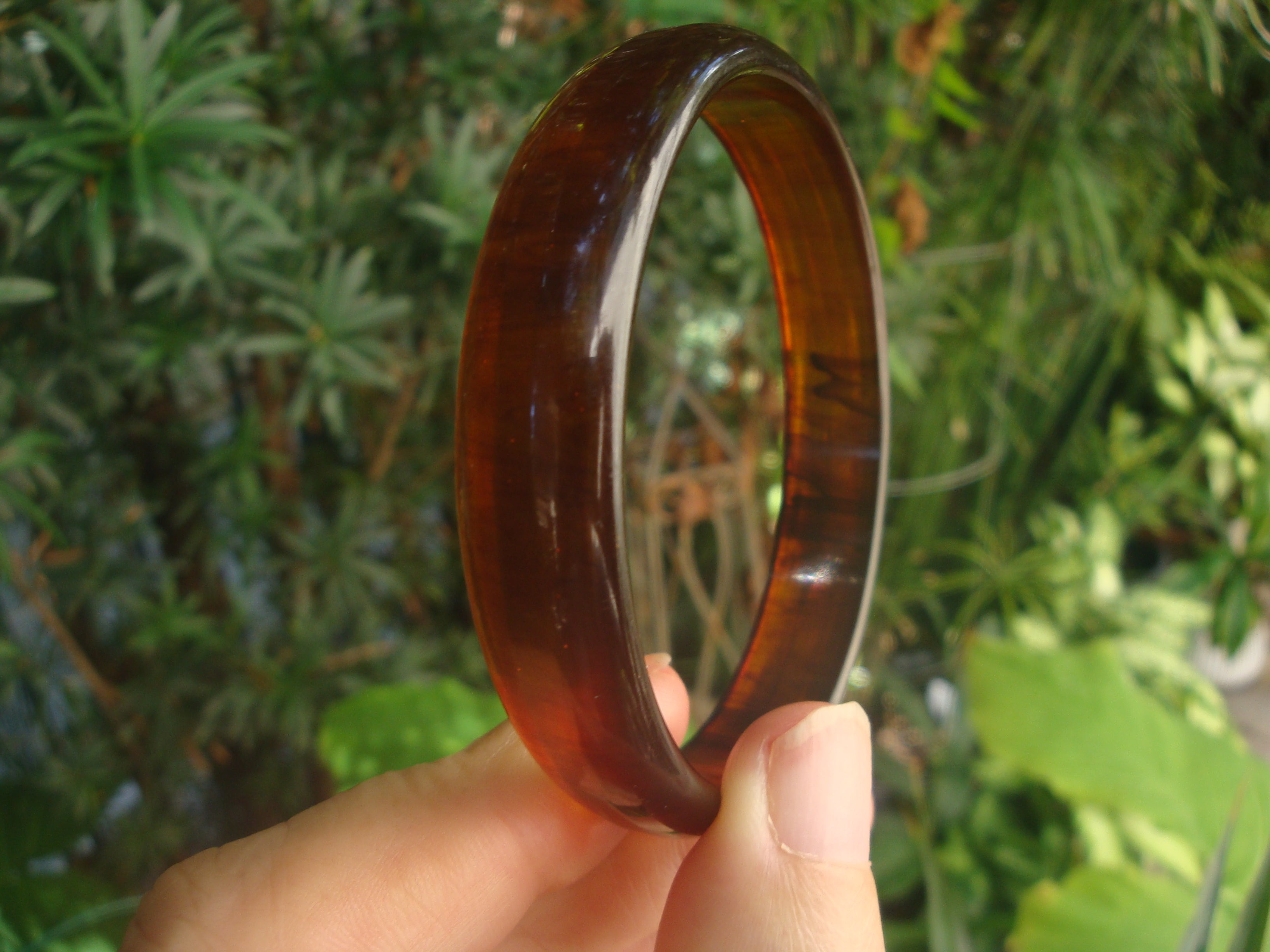 Vintage 1/2" Bakelite Bracelet, Translucent Amber with Rust Marbling