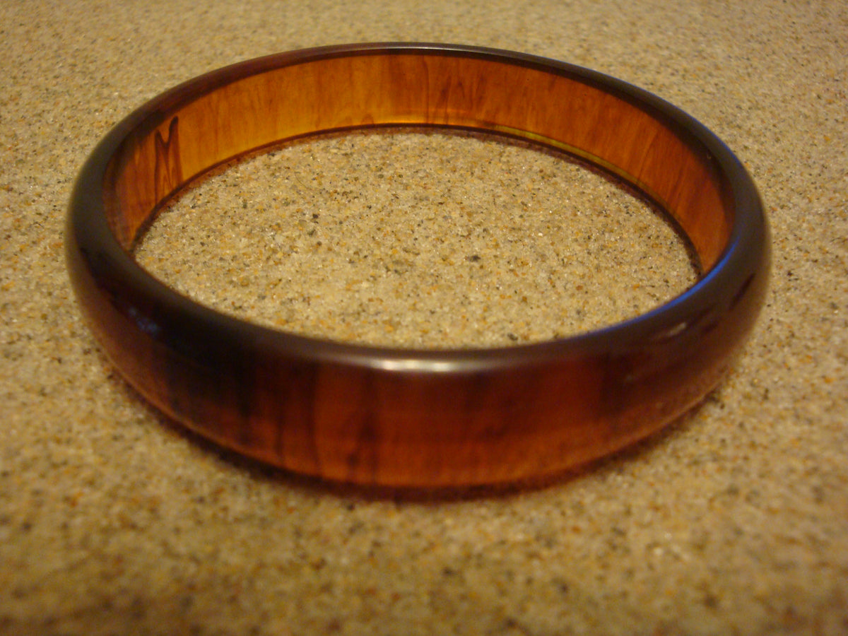 Vintage 1/2" Bakelite Bracelet, Translucent Amber with Rust Marbling