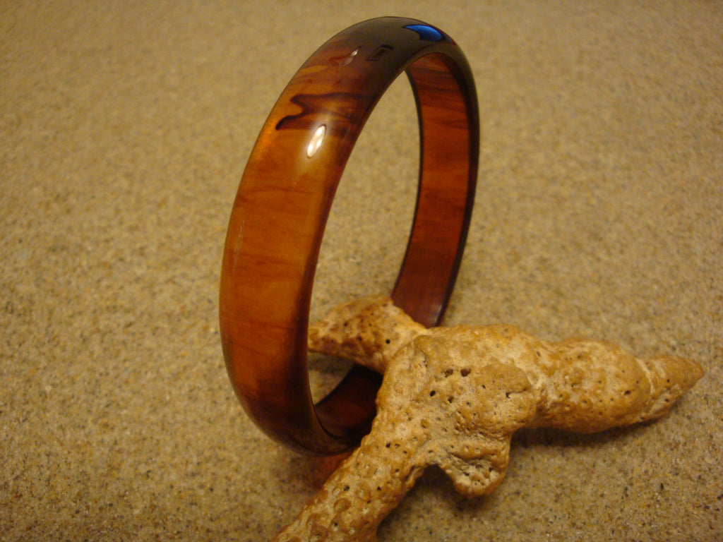Vintage 1/2" Bakelite Bracelet, Translucent Amber with Rust Marbling