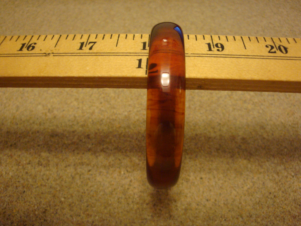 Vintage 1/2" Bakelite Bracelet, Translucent Amber with Rust Marbling