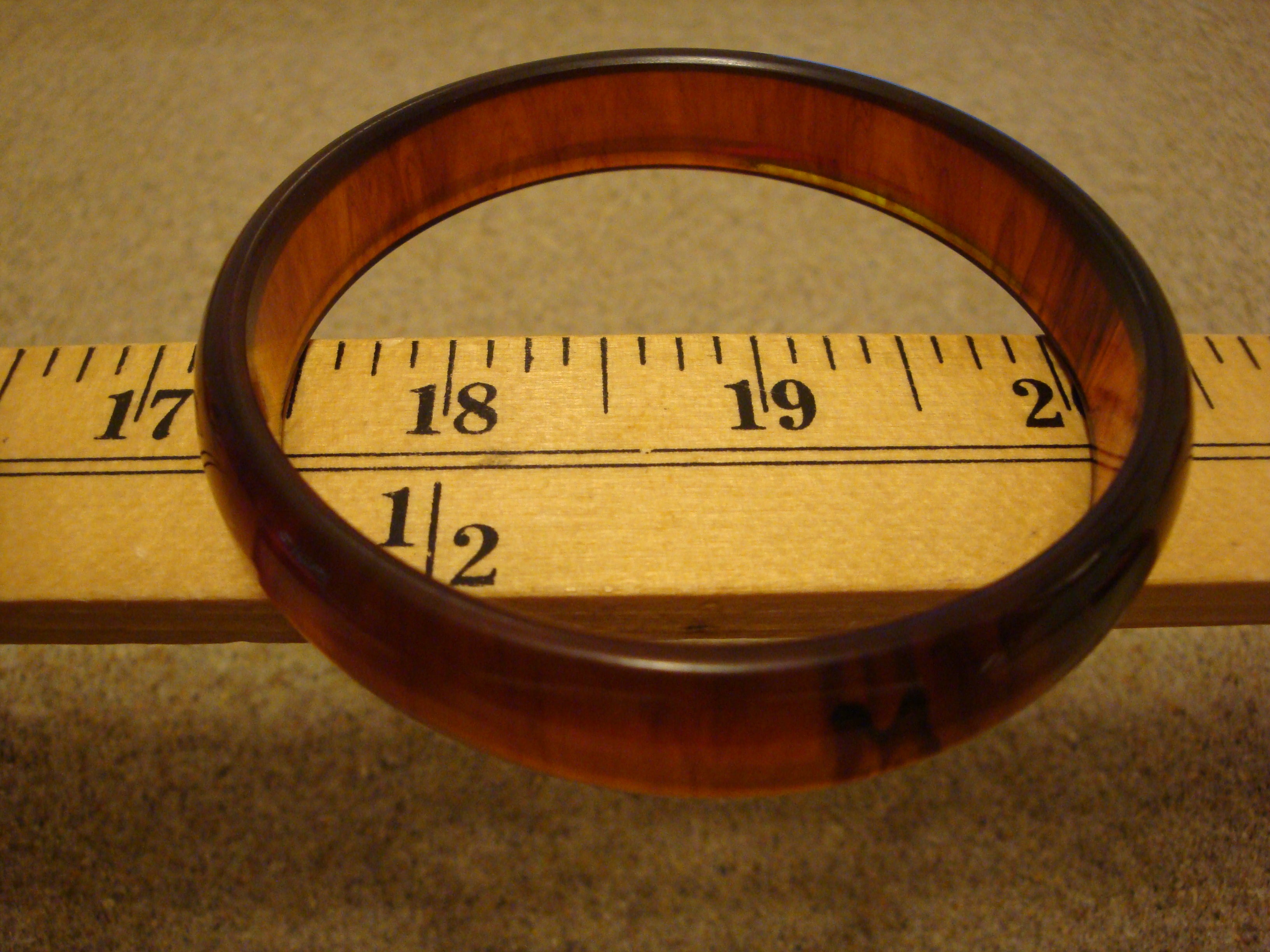 Vintage 1/2" Bakelite Bracelet, Translucent Amber with Rust Marbling