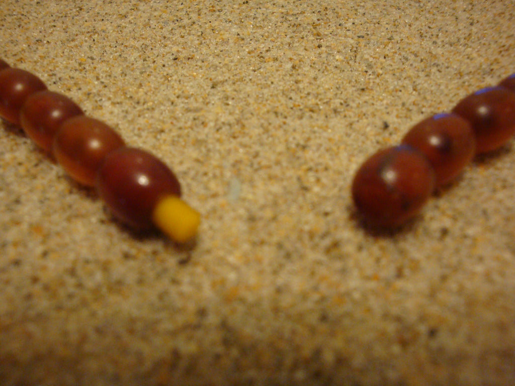 Vintage 26" Bakelite Necklace, Graduated Marbled Amber and Rust Barrel Beads