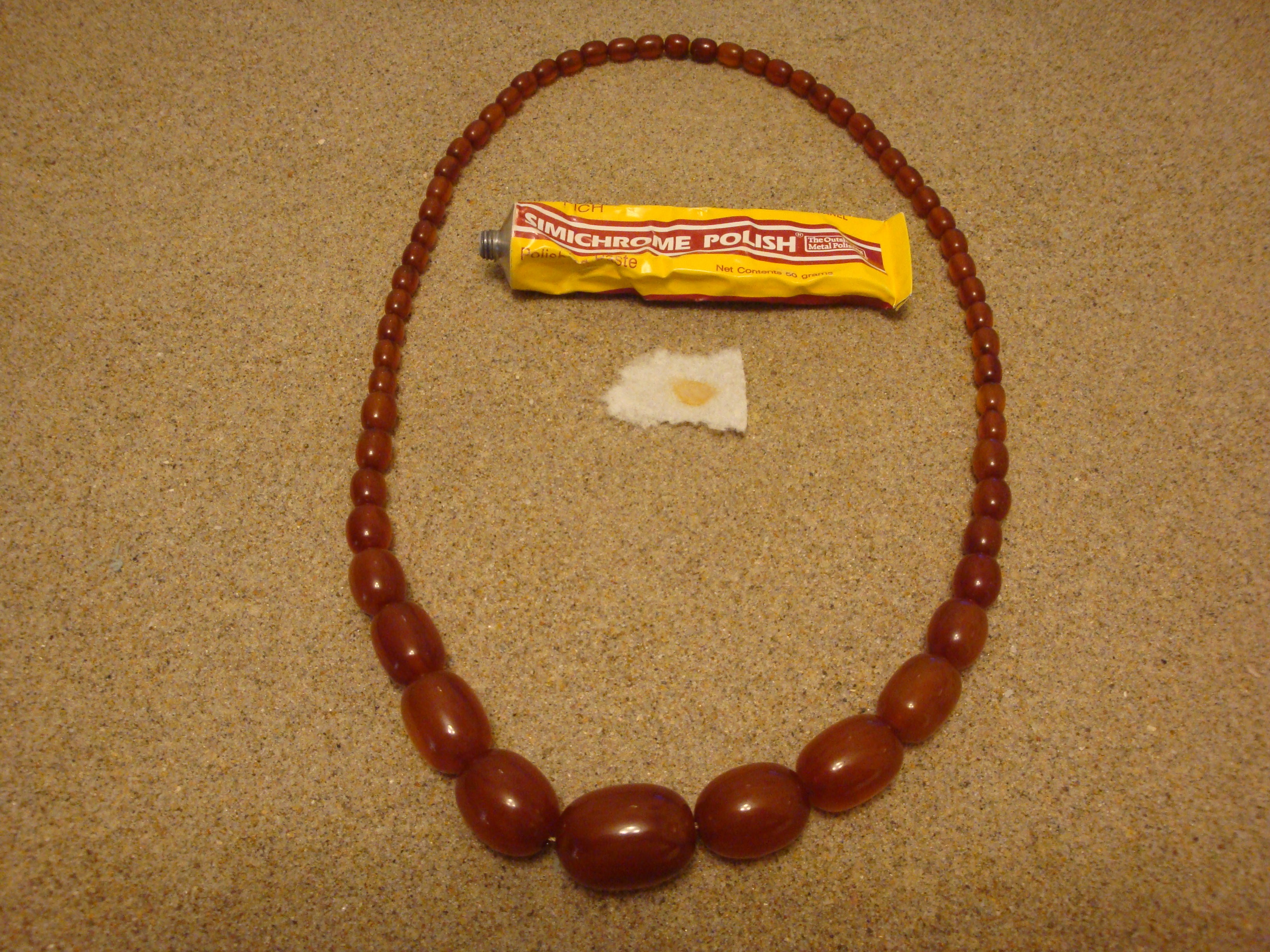 Vintage 26" Bakelite Necklace, Graduated Marbled Amber and Rust Barrel Beads