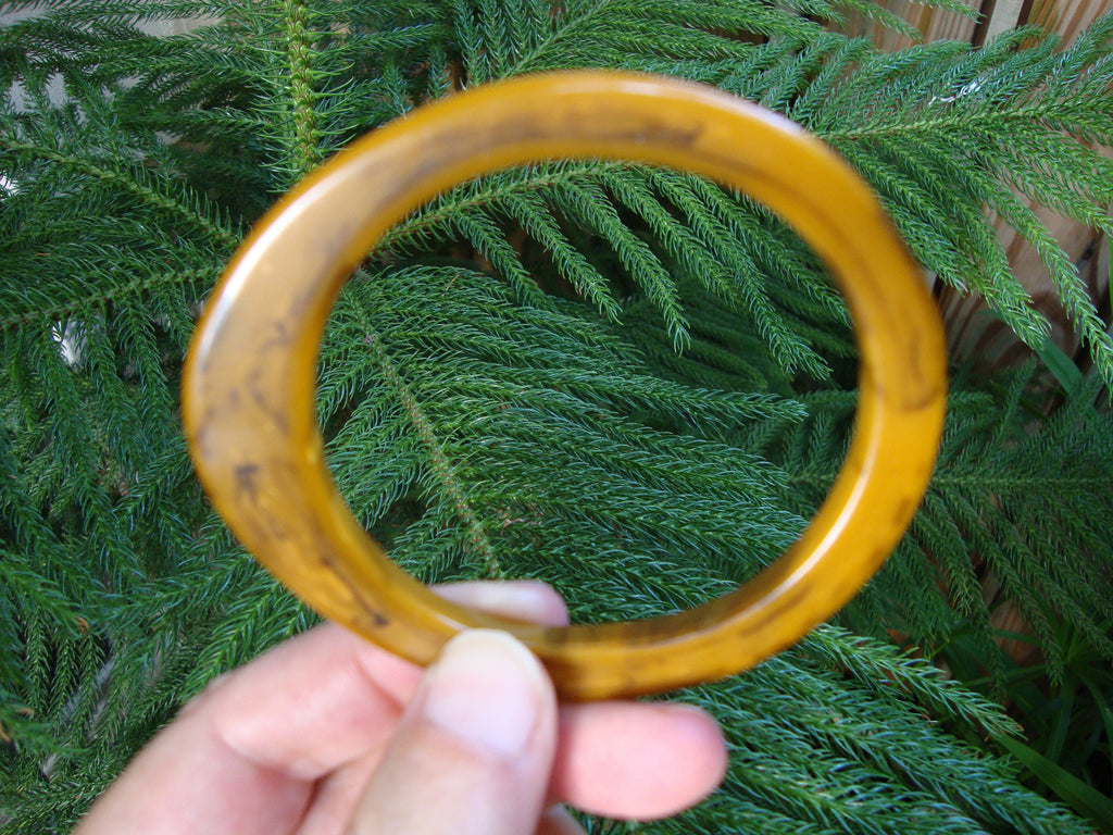 Vintage Marbled Bakelite Bracelet: 1950s Asymmetrical Bangle