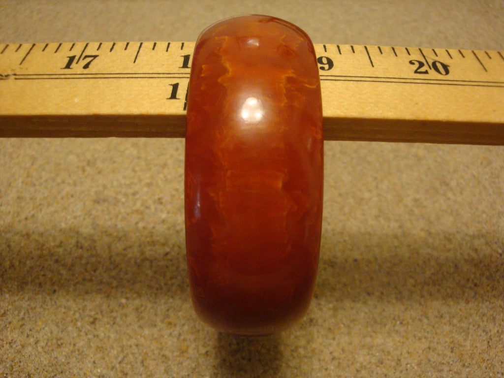 Vintage 1" Domed Bakelite Bangle Bracelet, Marbled Paprika