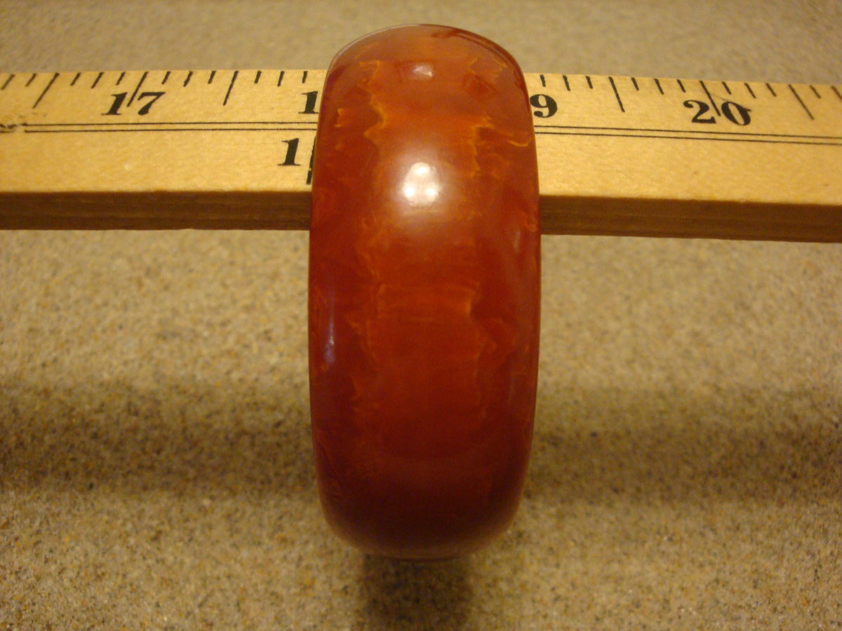 Vintage 1" Domed Bakelite Bangle Bracelet, Marbled Paprika