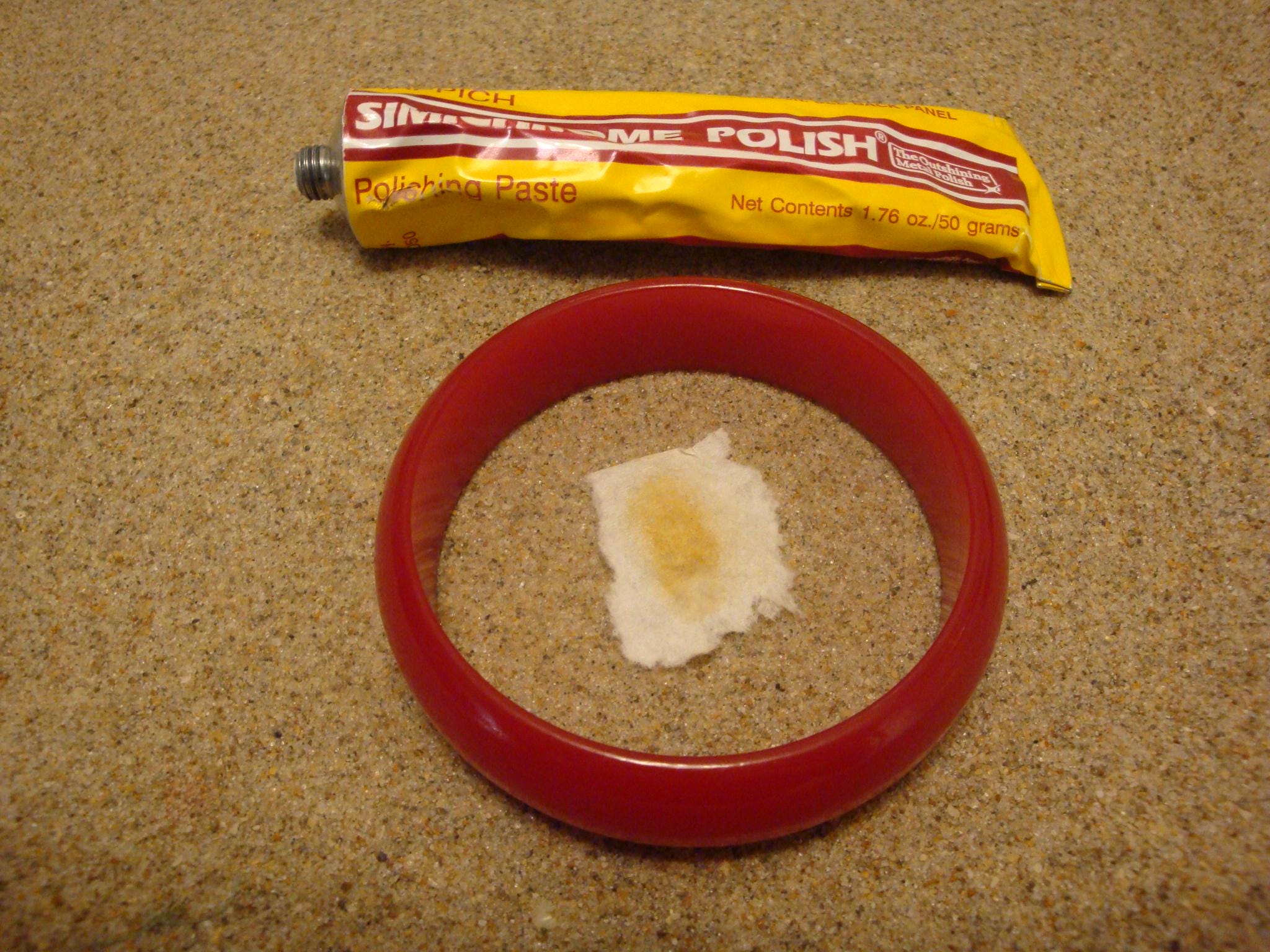 Vintage Cherry Red Bakelite Bracelet: Dome Shaped Bangle