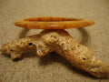 Vintage 1/4" Bakelite "Flying Saucer" Bracelet! Yellow Custard w/ Brown & Rust Marbling!
