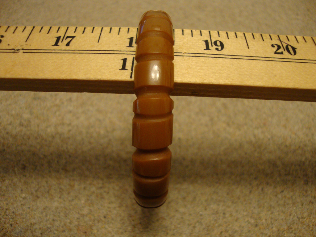 Vintage 1/2" Green to Brown Bakelite Bracelet! Deep Vertical Slash Carvings!