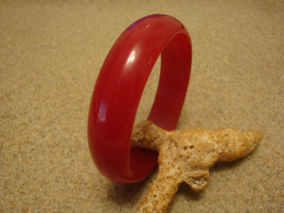 Vintage Cherry Red Bakelite Bracelet: Dome Shaped Bangle