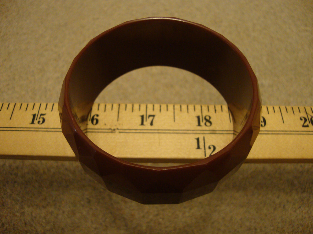 Vintage 1.25" Chocolate Brown Bakelite Bracelet!; Square/Pentagon Shaped Facets!