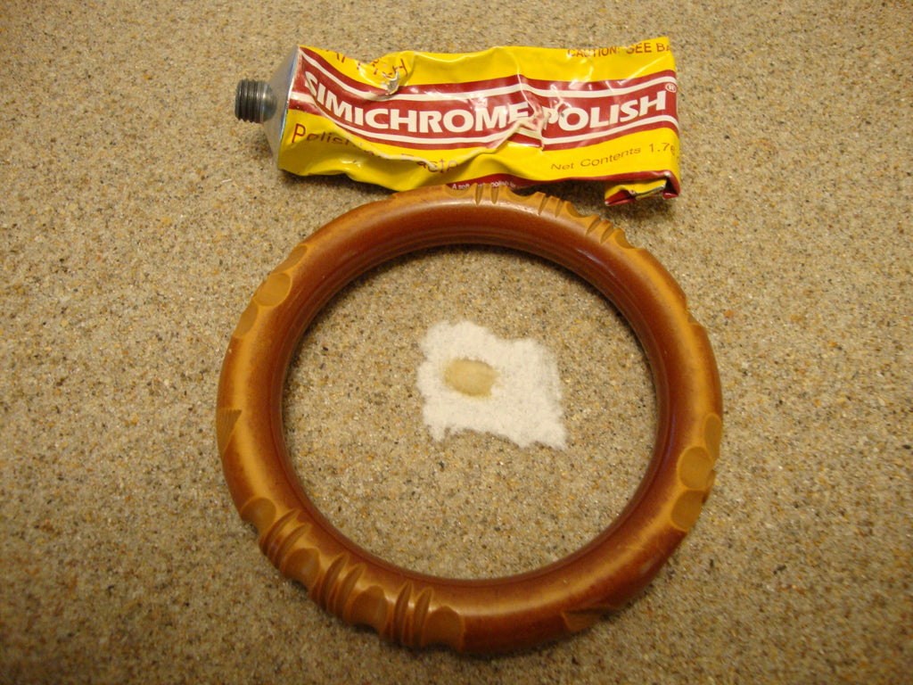 Vintage Brown Overdyed Butterscotch Bakelite Bracelet! Flower/Slash Carvings!!