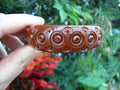 Vintage Chocolate Brown Bakelite Bracelet: Pierced Concentric Carvings