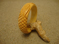 Vintage Goldenrod Bakelite Bracelet: Carved Leaf Design