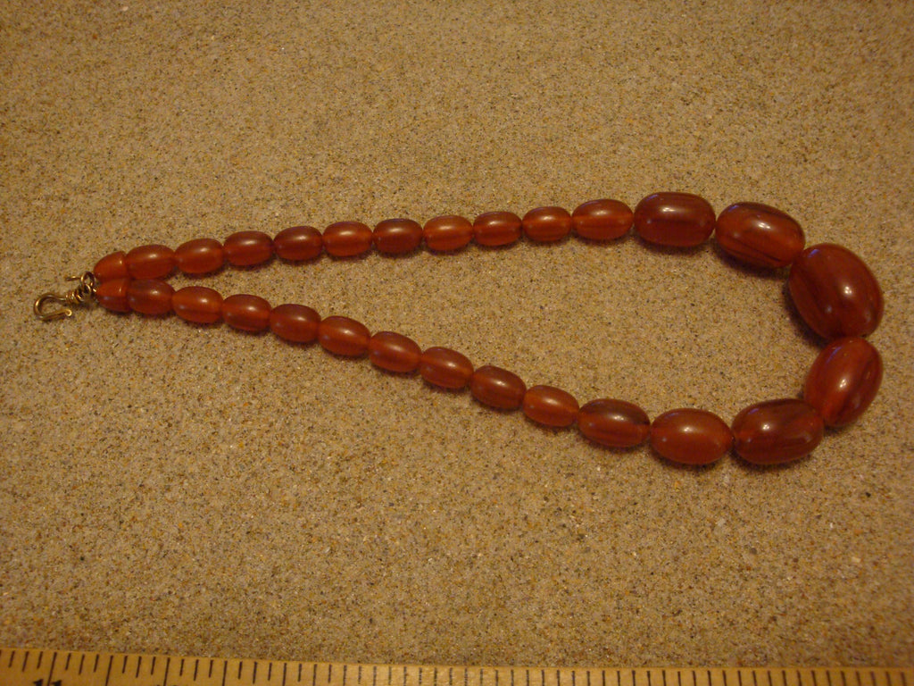 Vintage Marbled Copper Bakelite Barrel Bead Necklace, 18"