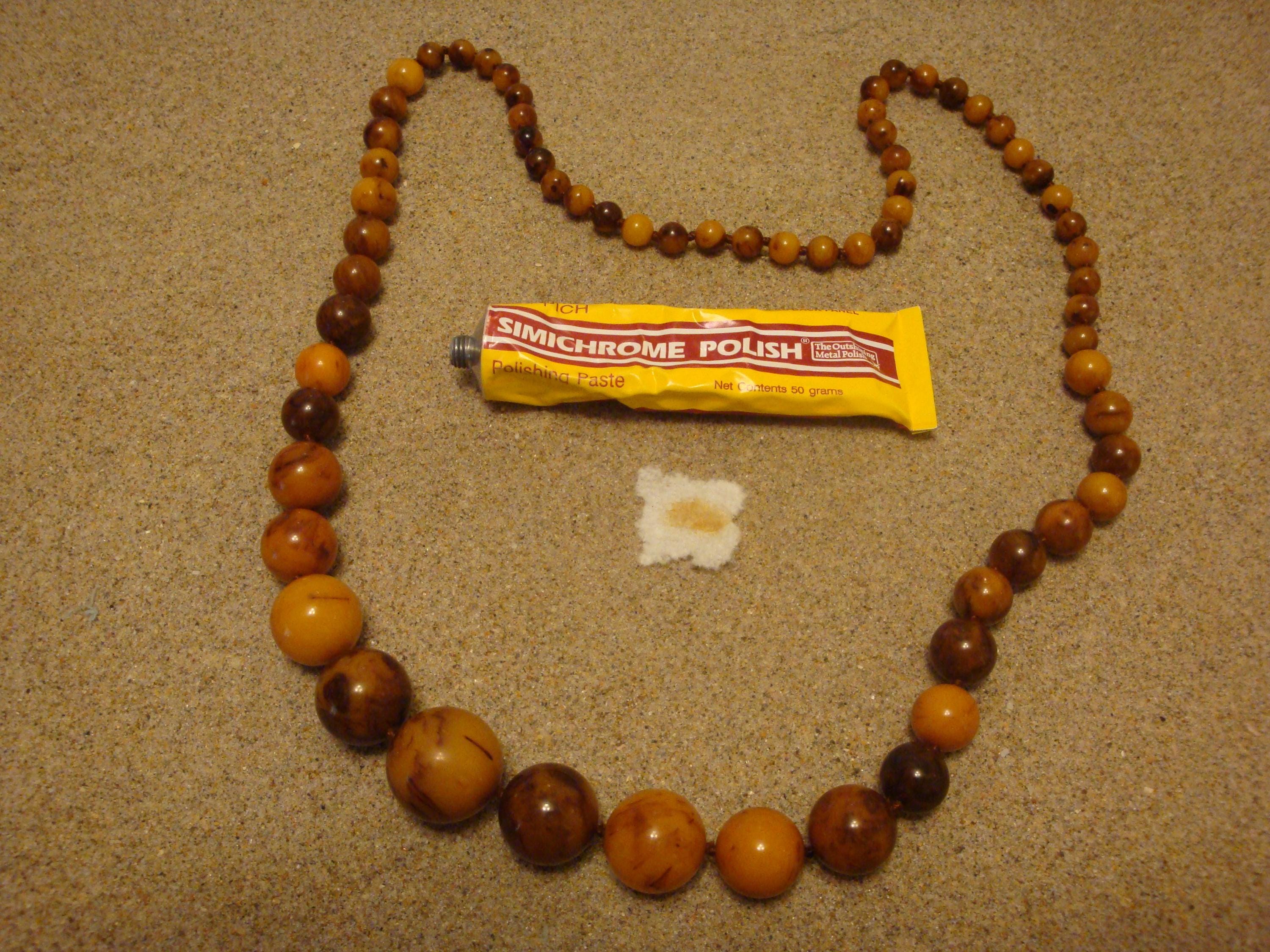 Vintage 34" Bakelite Necklace! Marbled Graduated Brown & Butterscotch Beads!