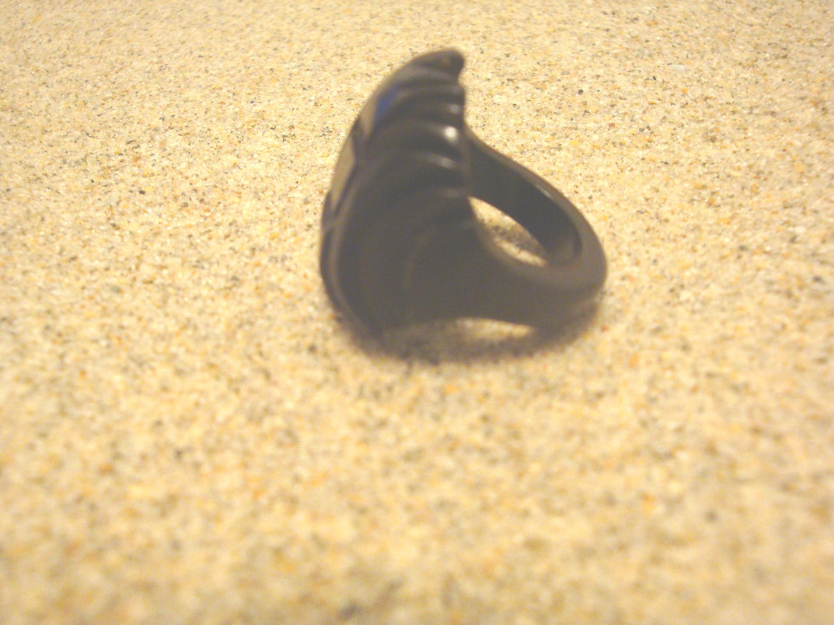 Vintage Black Bakelite Ring! Abstract Geometric Carved Design; Size 5 3/4!