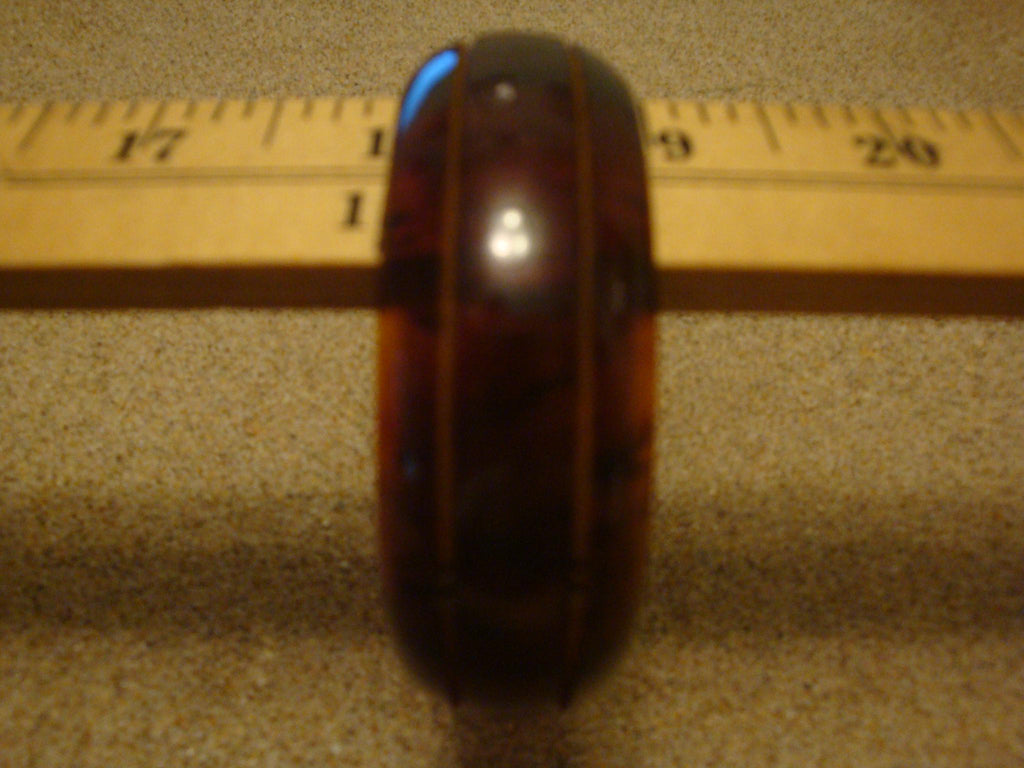 Vintage 7/8" Copper & Rust Bakelite Bracelet! Sleek Dual Groove Carved Design!