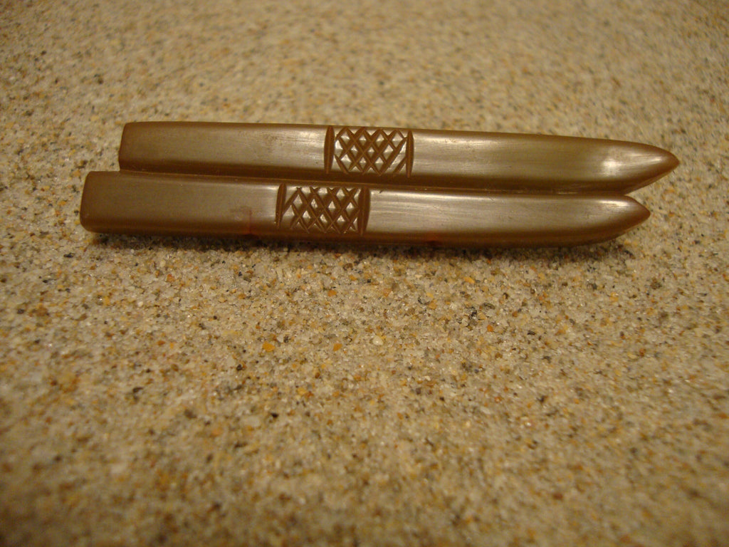 Vintage Olive Green Bakelite Ski Brooch